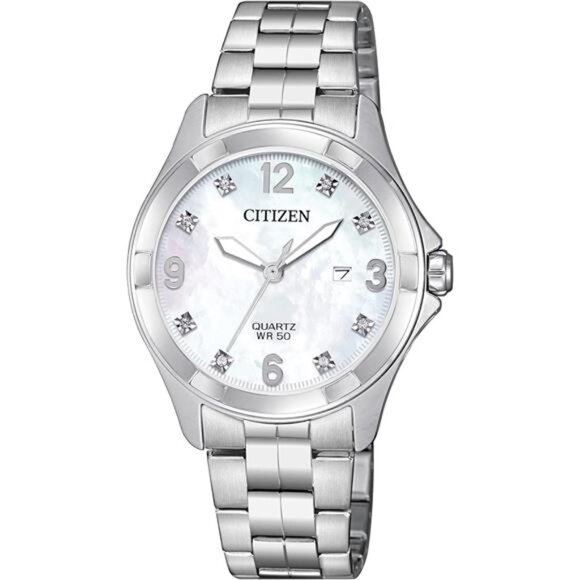 Quartz Womens Watch, Stainless Steel, Crystal Round